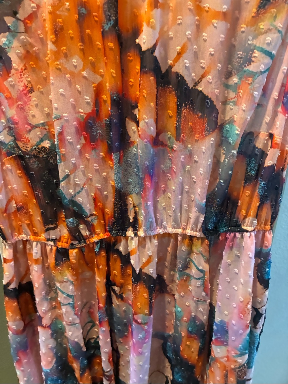torrid Multicolor Abstract Sleeveless Midi Dress in Orange, Pink, Blue and Black - Picture 5 of 12